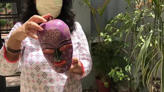 Purple Tribal Mask 9 in | Ethnic Decor | Apkamart