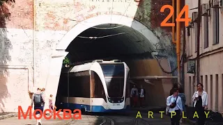 Трамвай №24 Артплэй Москва 01 08 2020 Весь маршрут 71-931 М Витязь-М Tram 24 Artplay Moscow