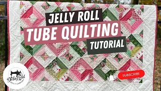 Jelly Roll quilt using the tube strip method featuring Strip Tube Junior ruler #quilting #jellyroll