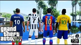 (GTA 5 mods) super races between Cristiano Ronaldo Vs Neymar Vs Messi Vs Mbappe #4.