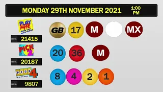 Monday 29th November 2021 Nlcb Draw Results