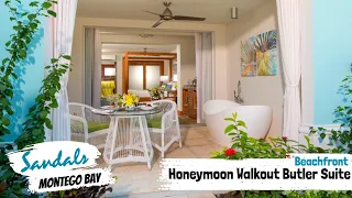 Beachfront Honeymoon Walkout Butler Suite OWT | Sandals Montego Bay | Walkthrough Tour & Review 4K