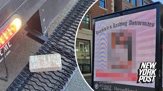 Brick hurled at ‘doxxing truck’ at Harvard that named students who blamed Israel for Hamas attacks