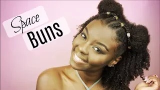 Natural Hairstyle | Half Up Half Down Space Buns