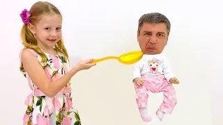 Nastya and dad came up with fun entertainment