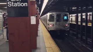 R46 #6168 (A) + R68s #2648 & #2602 (D) leaving + R46 #6191 (A) arriving at 34th St - Penn Station