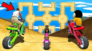 SHINCHAN AND FRANKLIN TRIED 4 WAY MEGA RAMP & CRAZY RACE  JUMP CHALLENGE BY CARS BIKES TRUCKS GTA 5