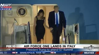 WOW: President Trump & Melania HOLDING HANDS as they Arrive on Air Force One in Italy (FNN)