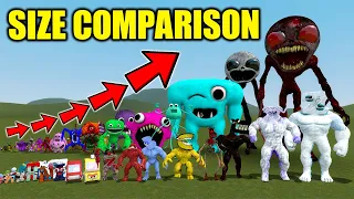 SIZE COMPARISON GARTEN OF BANBAN FAMILY VS SIZE COMPARISON ALPHABET LORE FAMILY In Garry's Mod!