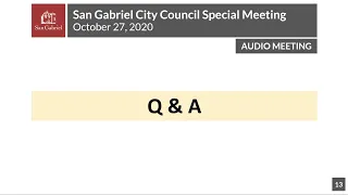 City Council - October 27, 2020 City Council Special Meeting - City of San Gabriel