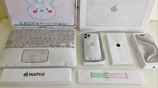 [💸paper diy💸] Macbook, apple watch, iphone 15 pro unboxing! | asmr