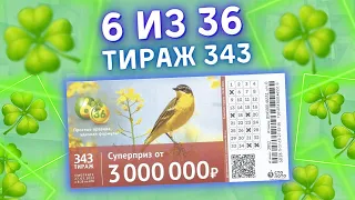 6 из 36 тираж 343 от 27 марта, Проверить билет, Столото