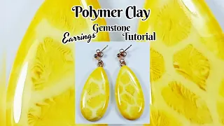 Polymer Clay Earrings / Yellow Coral Fossil Gemstone Tutorial / LoviCraft