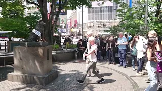 渋谷  外国人に大人気のハチ公  Shibuya Walk