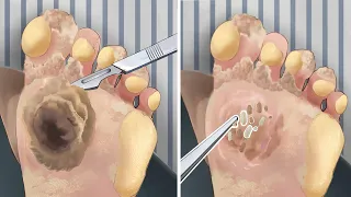 ASMR 딱딱하고 갈라진 발바닥을 깨끗하게! 과각화증, 사마귀, 굳은살, 티눈 제거 애니메이션 | Calluses, Plantar Warts, Corn