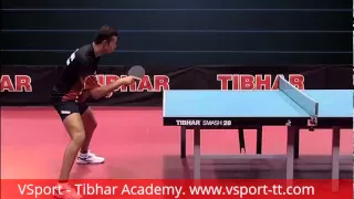 Vladimir Samsonov table tennis forehand block. (VSport - Tibhar Academy)