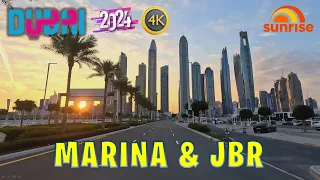 Dubai Marina & JBR [4K] Driving Tour at Sunrise (February 2024)