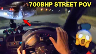 700BHP SKYLINE R33 *POV STREET DRIFT* AT A CRAZY CAR MEET!