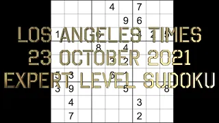 Sudoku solution – Los Angeles Times sudoku 23 October 2021 Expert level