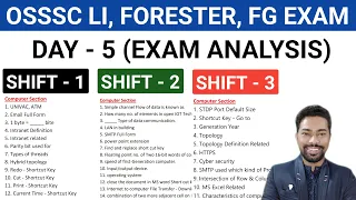 DAY - 5 || Exam Analysis || OSSSC LI, FORESTER, FORESTGUARD EXAM || BY SUNIL SIR