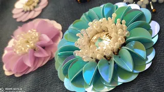 How to make an easy 3D sequin flower.sequins.beautiful little. sequins