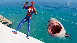 GTA 5 Water Ragdolls | SPIDERMAN Jumps/Fails ep.4 (Funny Moments)