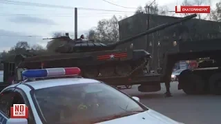 КамАЗ, перевозивший танк на репетицию Парада, сломался на полпути