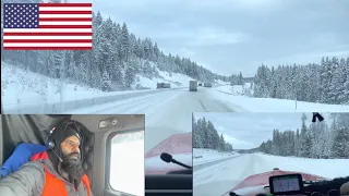 Truck driver vs snow in USA| dangerous roads ❄️| Punjabi trucking vlog #trucking #like #usa