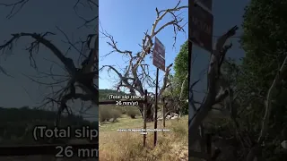 This bridge in Parkfield, CA runs over the San Andreas Fault and records the fault's motion