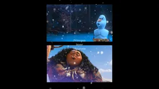 Olaf presents VS original Moana ,, side by side competition.