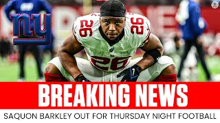 Saquon Barkley RULED OUT for Thursday Night Football vs 49ers, Could Miss 3 Weeks | CBS Sports