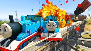 💥 THOMAS AND FRIENDS Train Derailment Epic Crash Tests - Stop The Train Challenge in GTA V