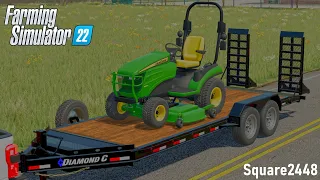 Lawn Care With NEW John Deere 1025R! | FS22 Landscaping