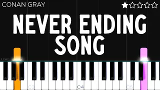 Conan Gray - Never Ending Song | EASY Piano Tutorial