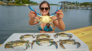 BIG CRABS off The DOCK! Catch, Clean, & Cook Florida Blue Crab