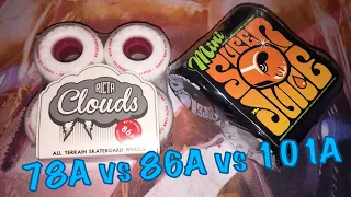 Soft Skateboard Wheels, Hybrid & Hard! Ricta Clouds & OJ Super Juice Mini