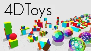 4D Toys: a box of four-dimensional toys, and how objects bounce and roll in 4D
