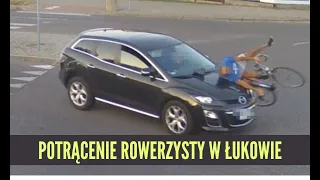 ŁUKÓW,. POTRĄCENIE ROWERZYSTY NA RONDZIE KOŁO KOŚCIOŁA BRATA ALBERTA