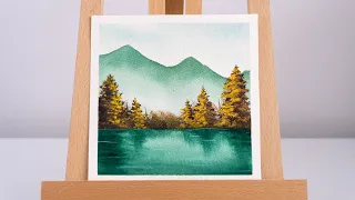 Watercolor Painting Tutorial | Misty Autumn Scenery | Easy Watercolor Painting For Beginners