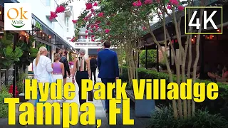 [4K] Tampa Florida - Hyde Park Village Walk with 🎧 Stereo Sound