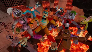 EXTREME BURNING ALL FNAF Security Breach ANIMATRONICS IN LAVA ON GMOD! Five Nights at Freddy's