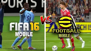 EFOOTBALL 22 MOBILE VS FIFA 16 MOBILE COMPARE GRAPHICS AND GAMEPLAY