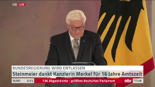 LIVE: Steinmeier händigt Merkel und Bundesministern die Entlassungsurkunden aus