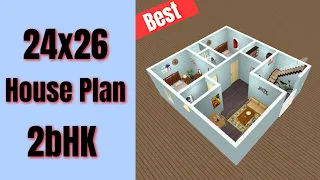 24x26 House design 2bhk || 50 Gaj House Design || 24X26 House Plan || 2 Bed Small House Plan