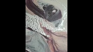 Фактура вблизи. Диптих FluidArt (жидкий акрил) 30*60 см с рельефом и серебром