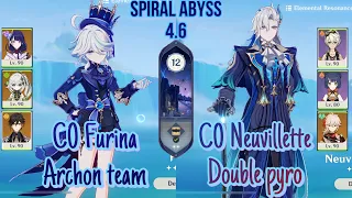 C0 Furina archon team & C0 Neuvillette national | spiral abyss 4.6 | Genshin impact