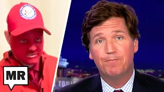 Red Faced Man Tells Tucker Carlson He's No False Flag Stooge