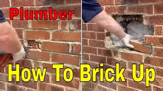 How To Replace Bricks In A Wall - Plumber Bricking Up An Old Flue Hole