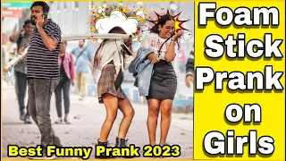 Foam Stick Prank On Cute Girls - Best Funny Prank Of 2023 | Epic Reactions| By The Crazy Infinity