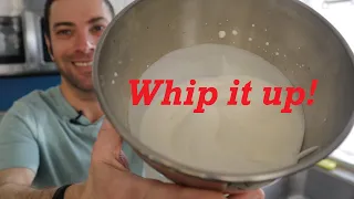 Homemade whipped cream (in a vintage mixer)